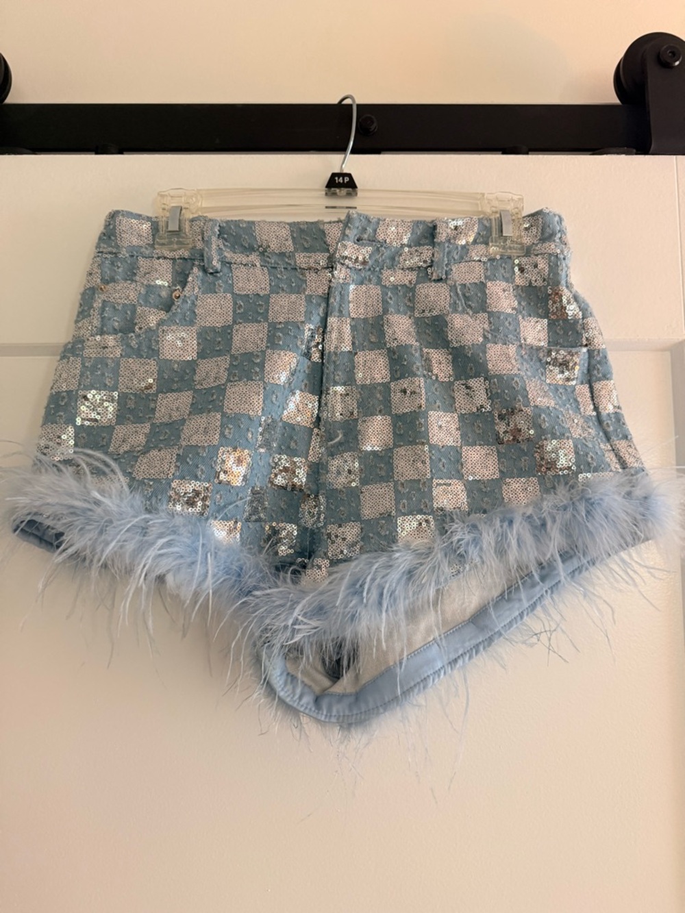 Line & Dot Silver Sequin Shorts - Picture 2 of 4